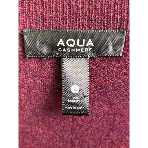 Aqua Cashmere 100 Percent Cashmere V Neck Sweater Purple Berry Women’s Size L - Picture 2 of 6